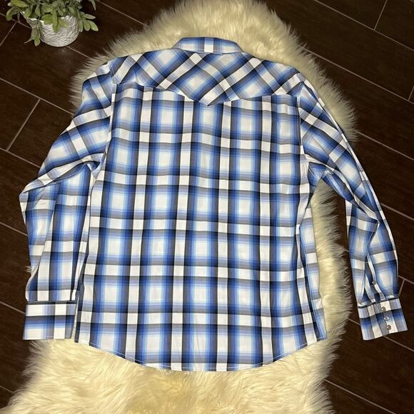 Rodeo Blue plaid pearl snap button down sz XL - Picture 5 of 8
